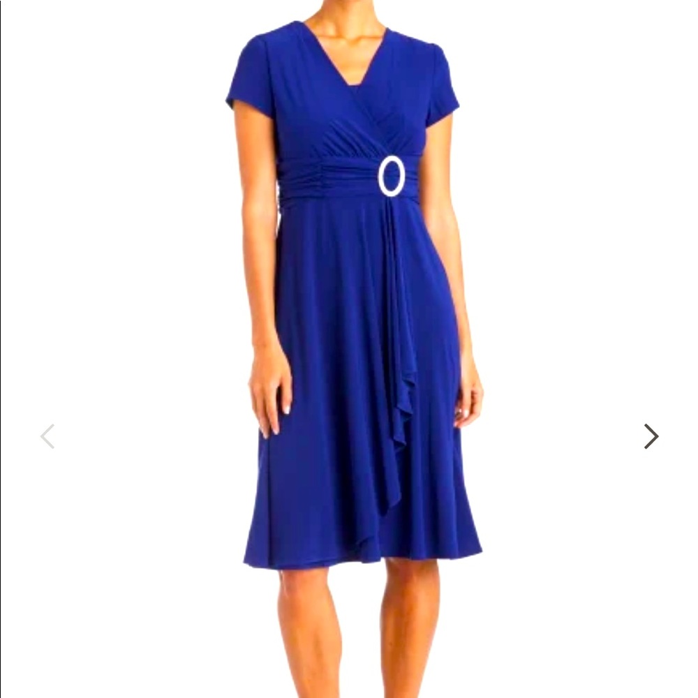 R&M Richards Blue Midi Formal Dress Petite